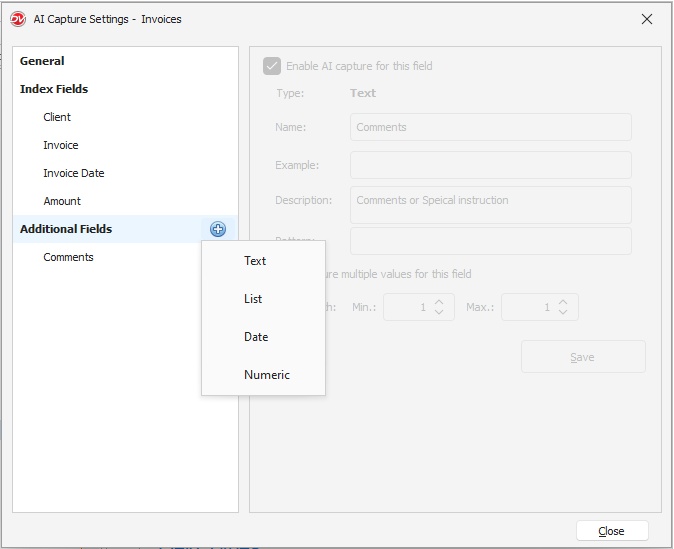 AI Capture Additional Fields
