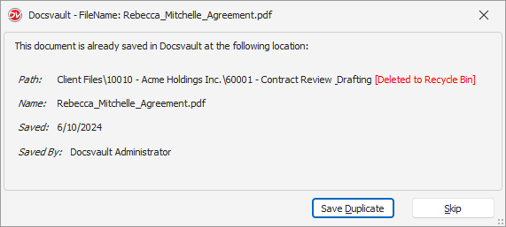 Duplicate File Handling
