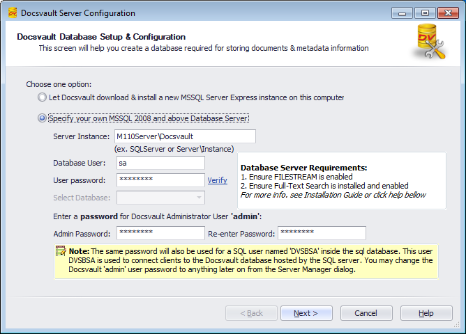Using Existing MSSQL Database