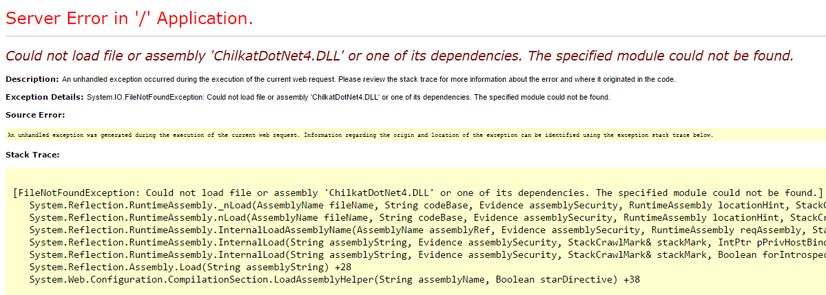 ChilkatDotNet4.dll error message