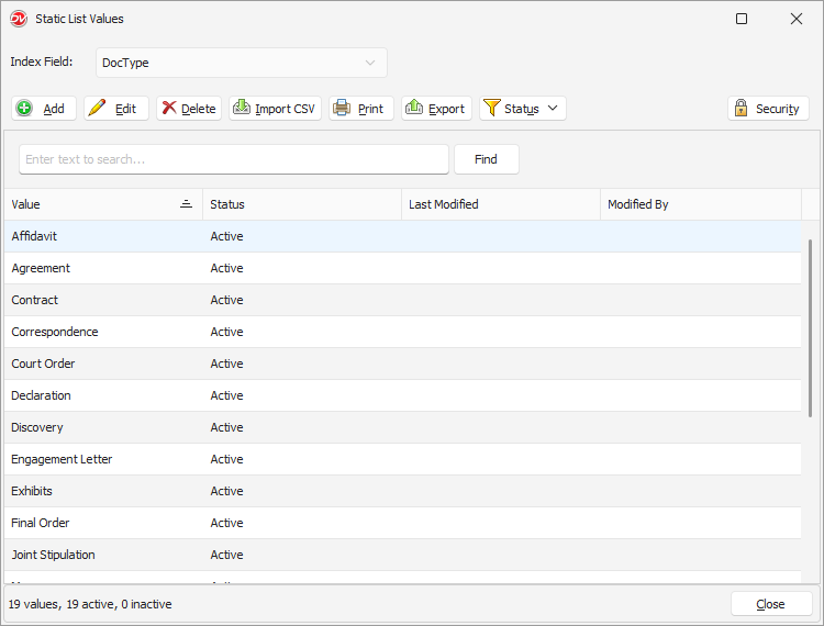 Manage Static List