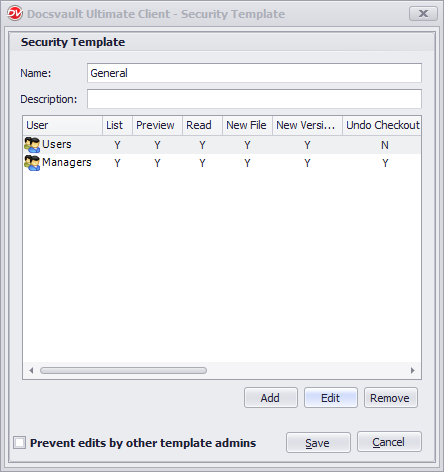 &nbsp; Security Template