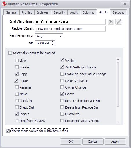 Events Alerts
