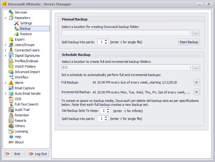 Backup on Local/Network location