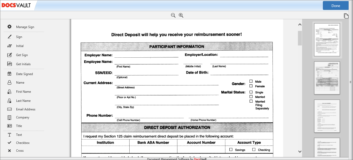 Digital Signature Web interface