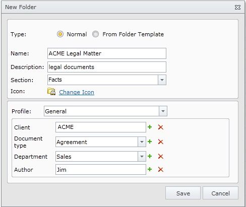 Adding a new folder in Docsvault Web interface