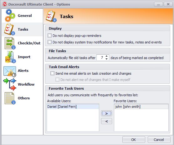 Setting Task Options