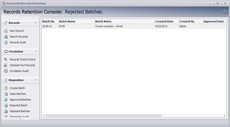 Rejected Batch