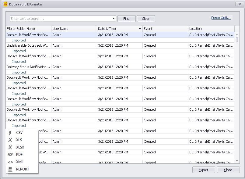 Audit Trail log