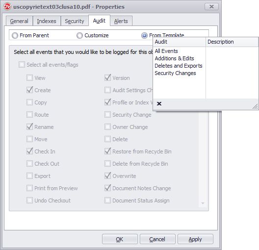 Audit Trail setting