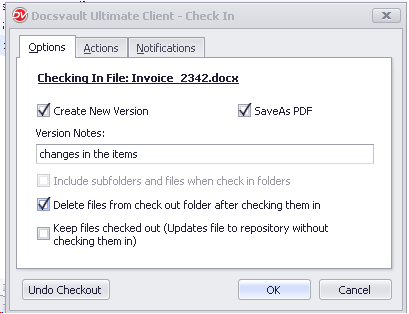 Check In a document