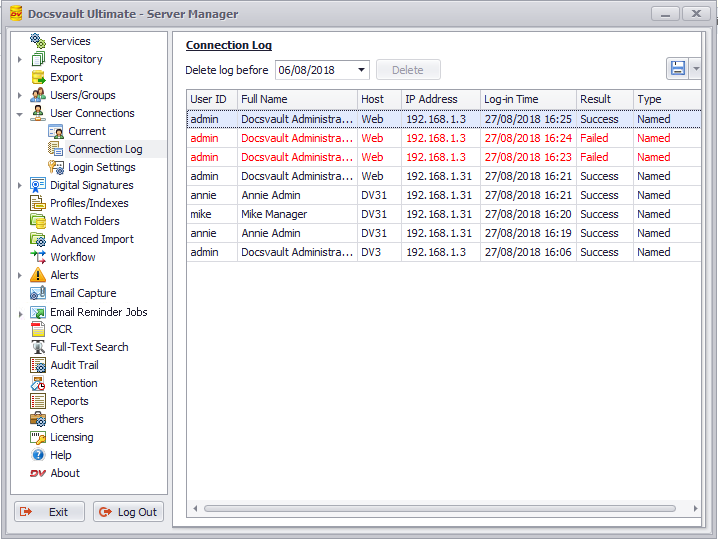 Connection Log