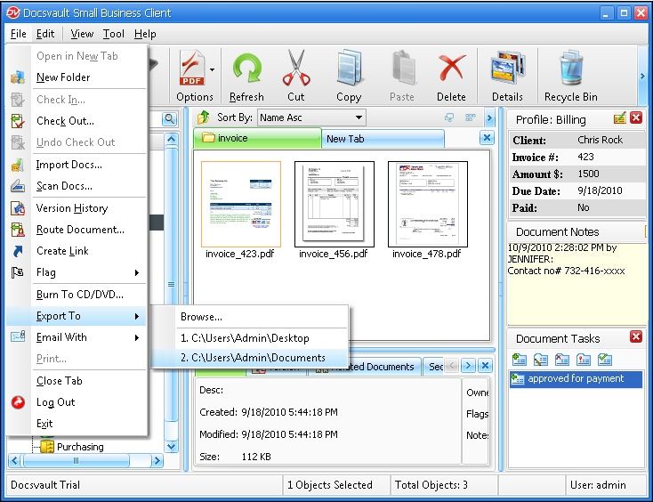 Export to folder