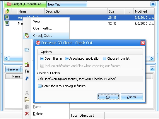 Check Out option