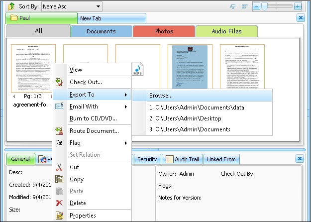 Export to folder