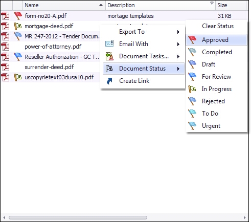 Assigning document status