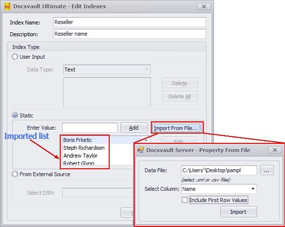 &nbsp; &nbsp;Import Static Index Values