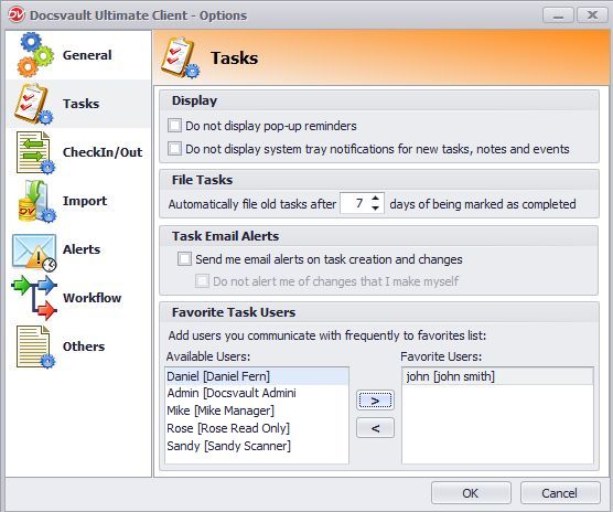 Setting Task Options