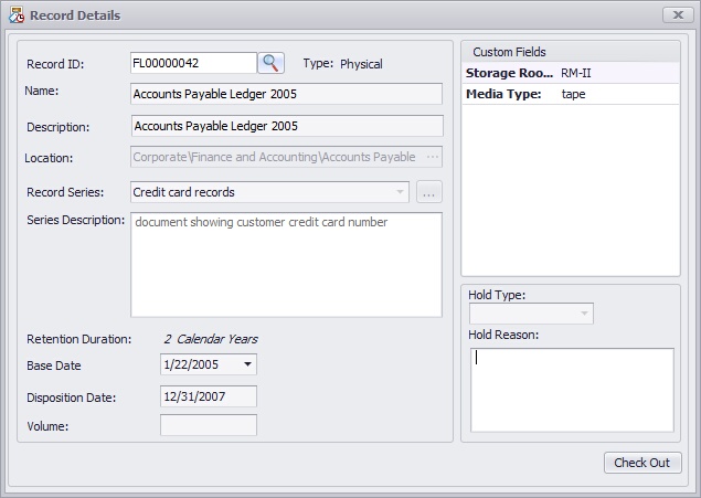&nbsp;Records Check In/Out