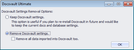 Keep/Remove Docsvault settings
