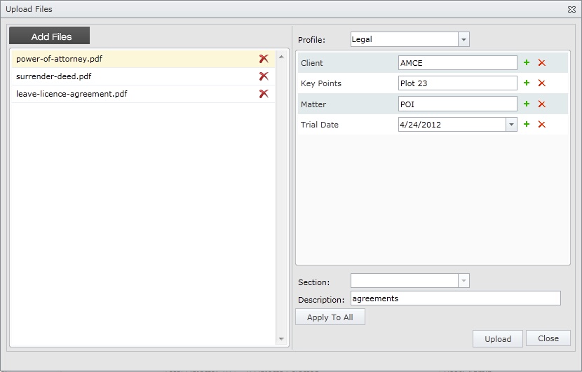Assigning Profile and Indexes.