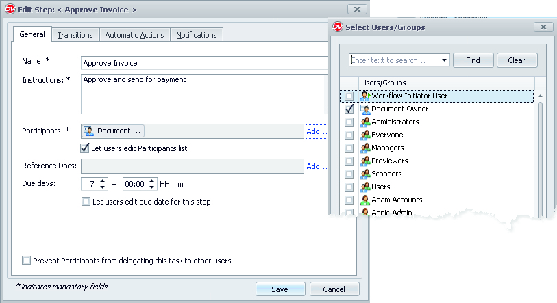 Workflow Step: General Setting
