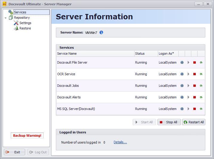 Docsvault Server Manager - Local Setup