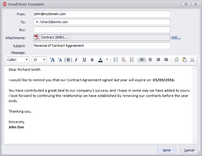 Sending email using Email Template