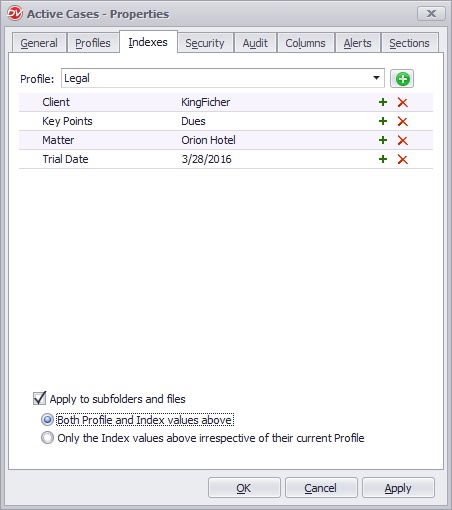 Properties-Folder Indexes
