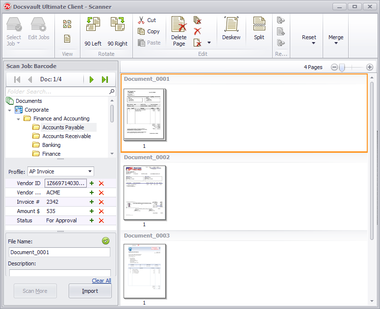 Filing scanned documents