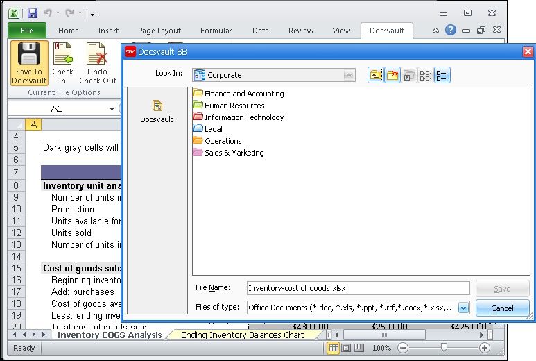 MS Office document added into Docsvault