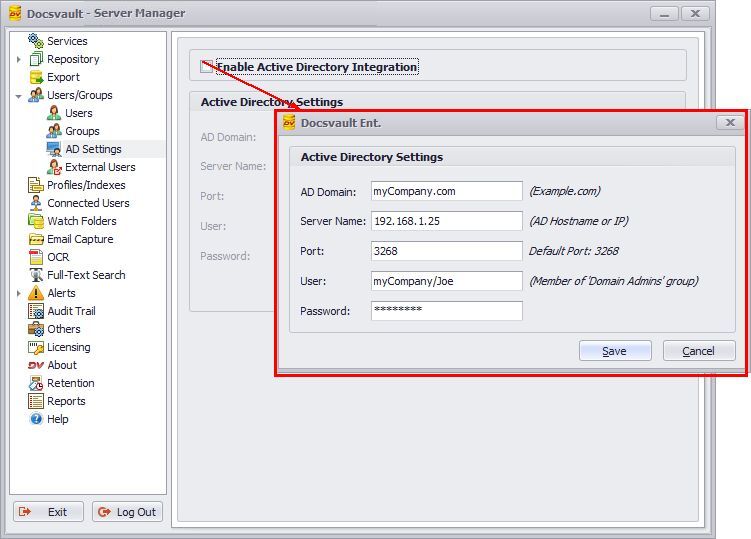 Active Directory Settings