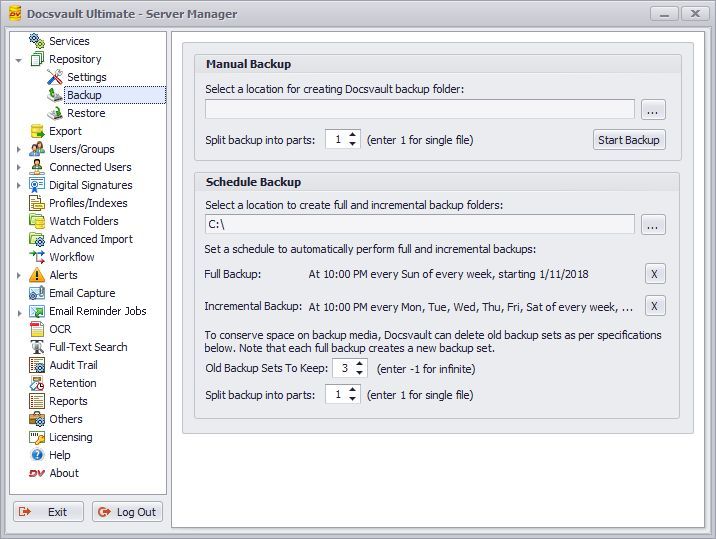 Backup on Local/Network location