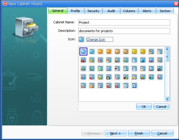 Creating a new cabinet