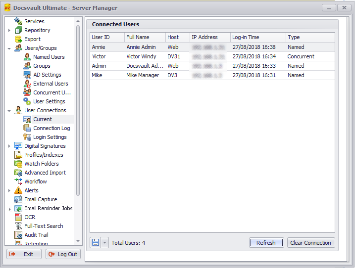 Clients - Connected Users