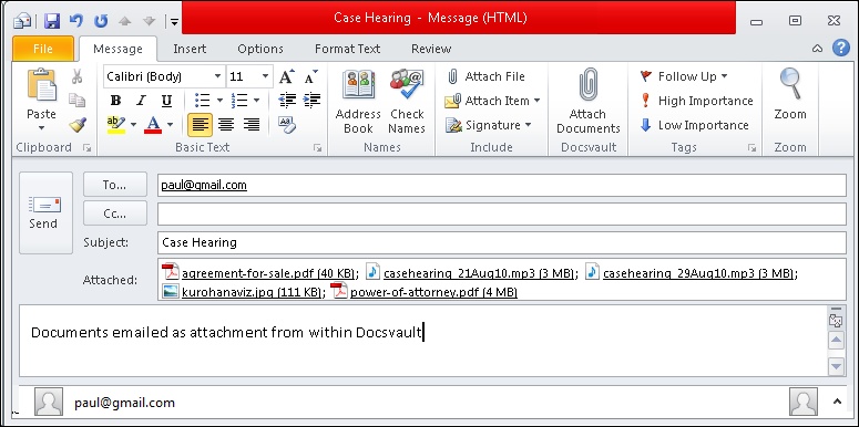 Sending email using Default Email Client