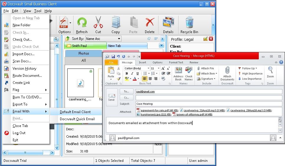 Document emailed as attachment