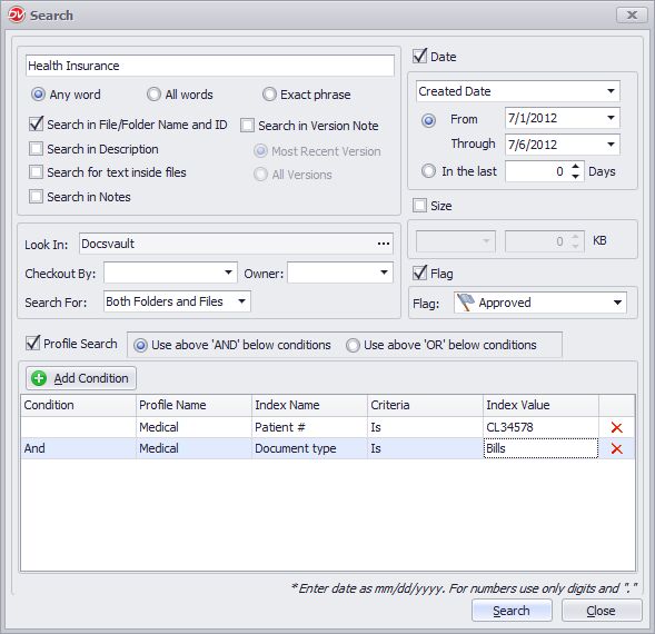 Advanced Search option