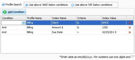 Setting Profile criteria