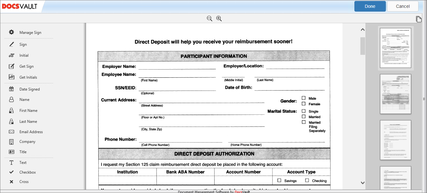 Digital Signature Web interface