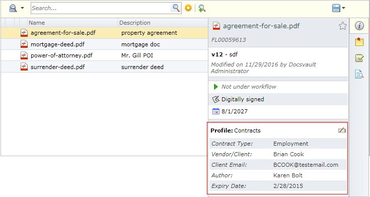 Editing Profile and Indexes.