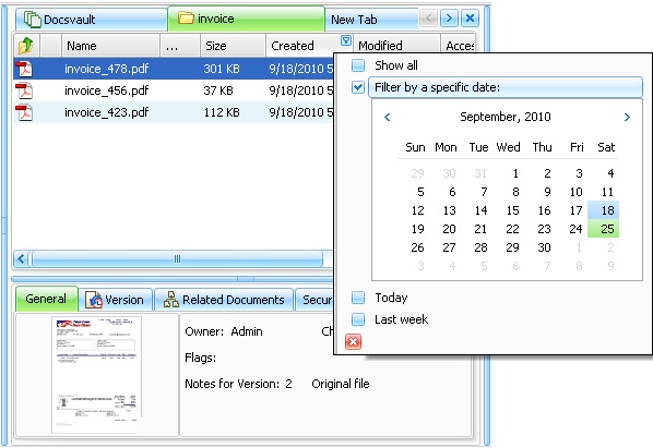 Listing by Document Filter