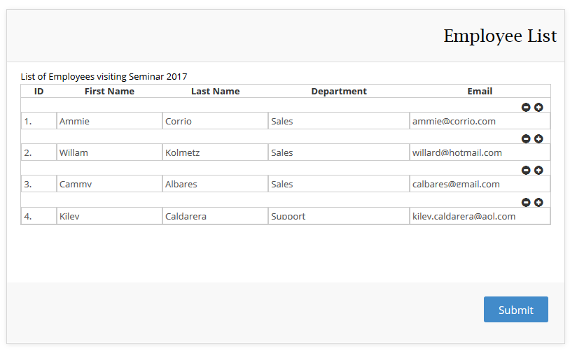 Example: Employee List Form