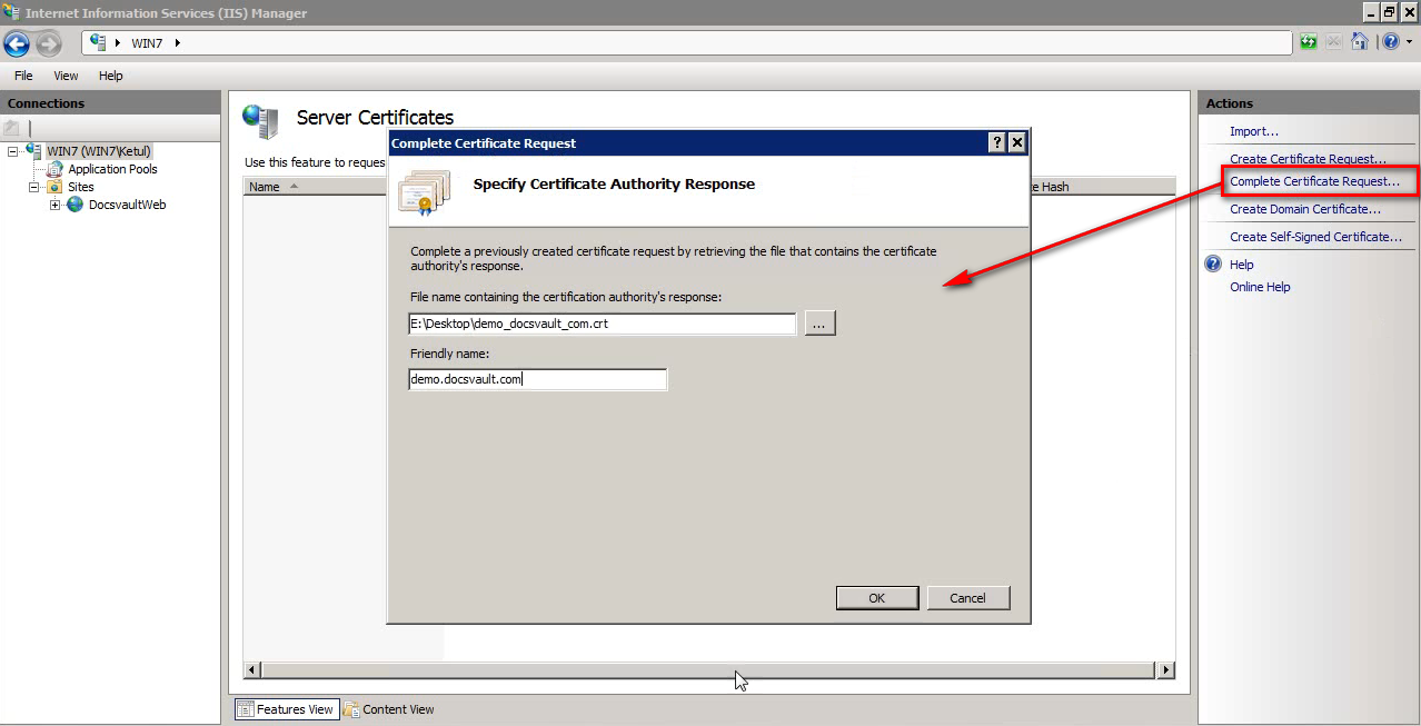 Complete Certificate Request