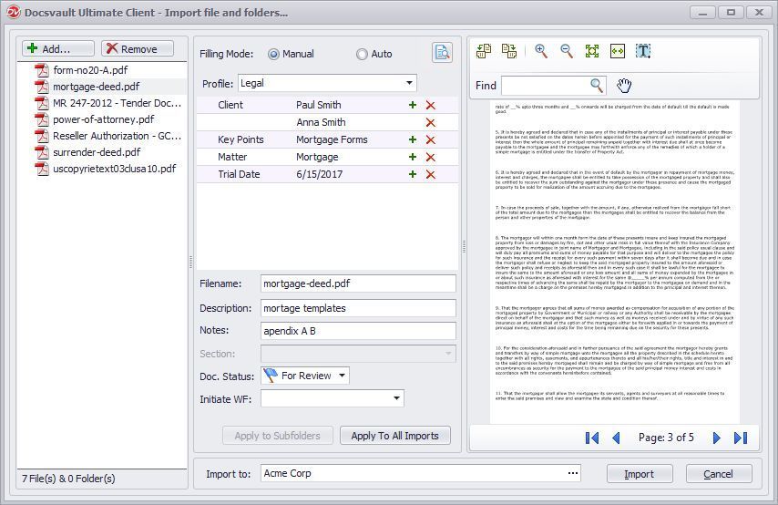 Importing the file directly to folder