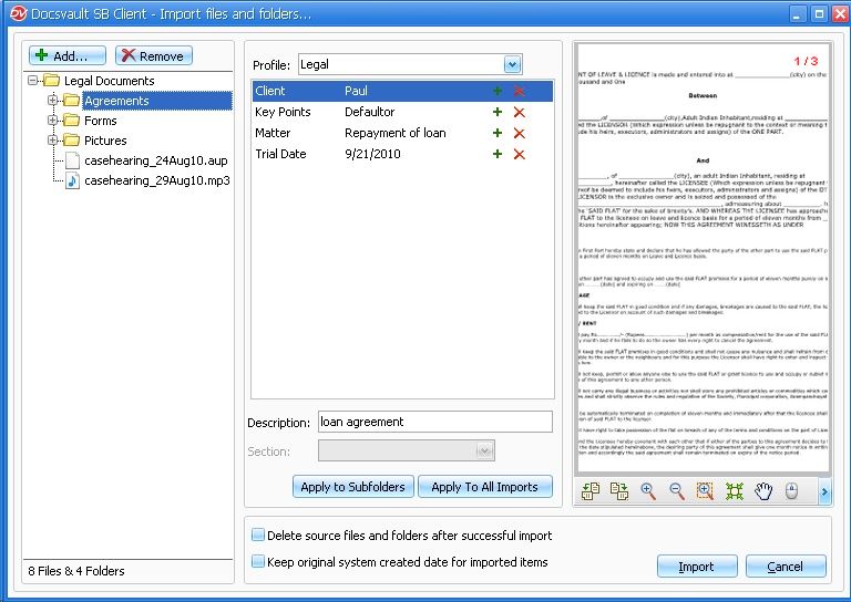 Importing the file directly to folder