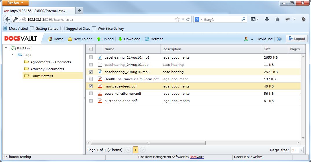 External User Main Interface