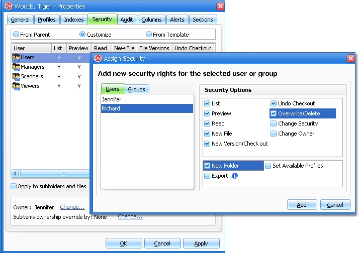 Properties-Folder Security