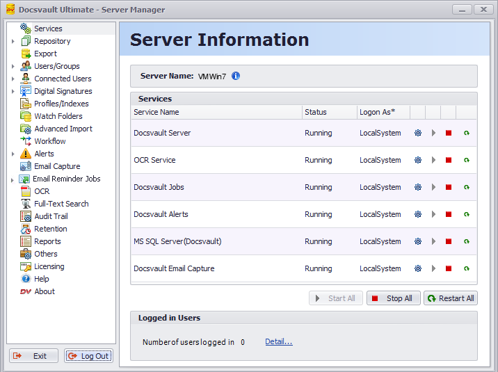 Docsvault Server Manager