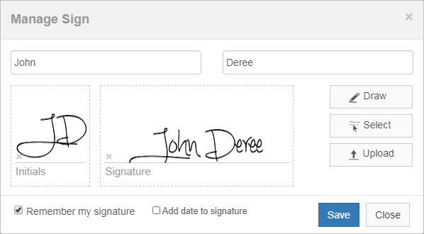 Manage Signature